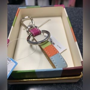 BNIB COACH striped keychain